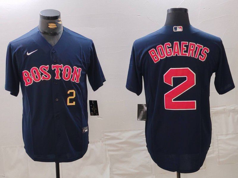 Men Boston Red Sox 2 Bogaerts Drak Blue Game 2025 Nike MLB Jersey style 2